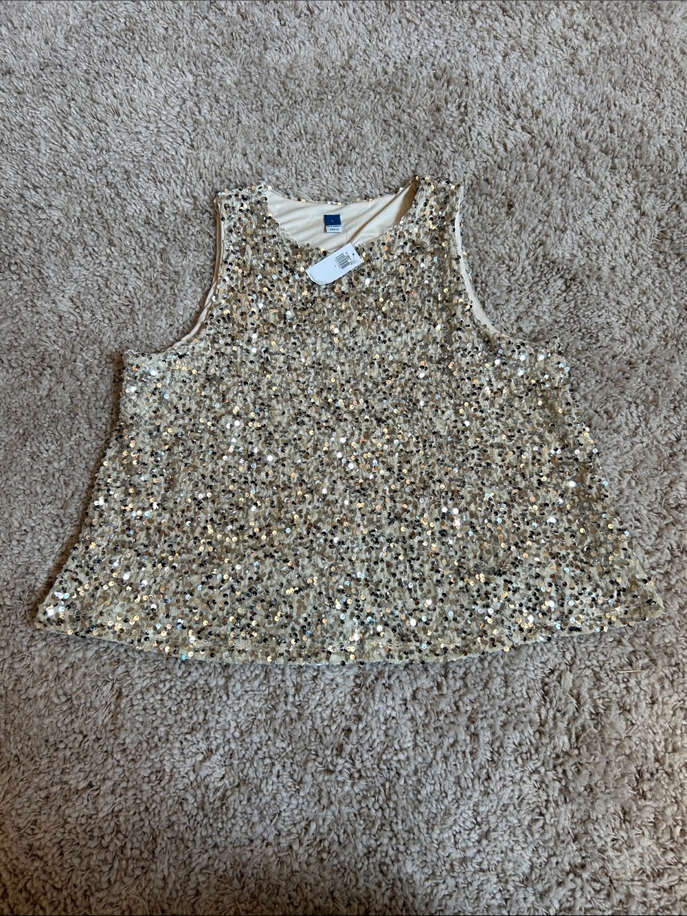 Old Navy Sleeveless Sequin Top size L NWT